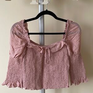 NWOT Reformation dusty rose pink smoked top, size S
